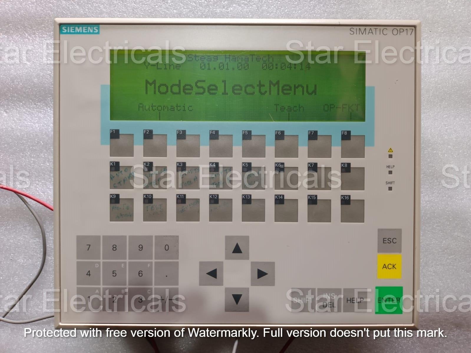 SIEMENS 6AV3 617-1JC20-0AX1 SIMATIC OP17 OPERATOR PANEL HMI