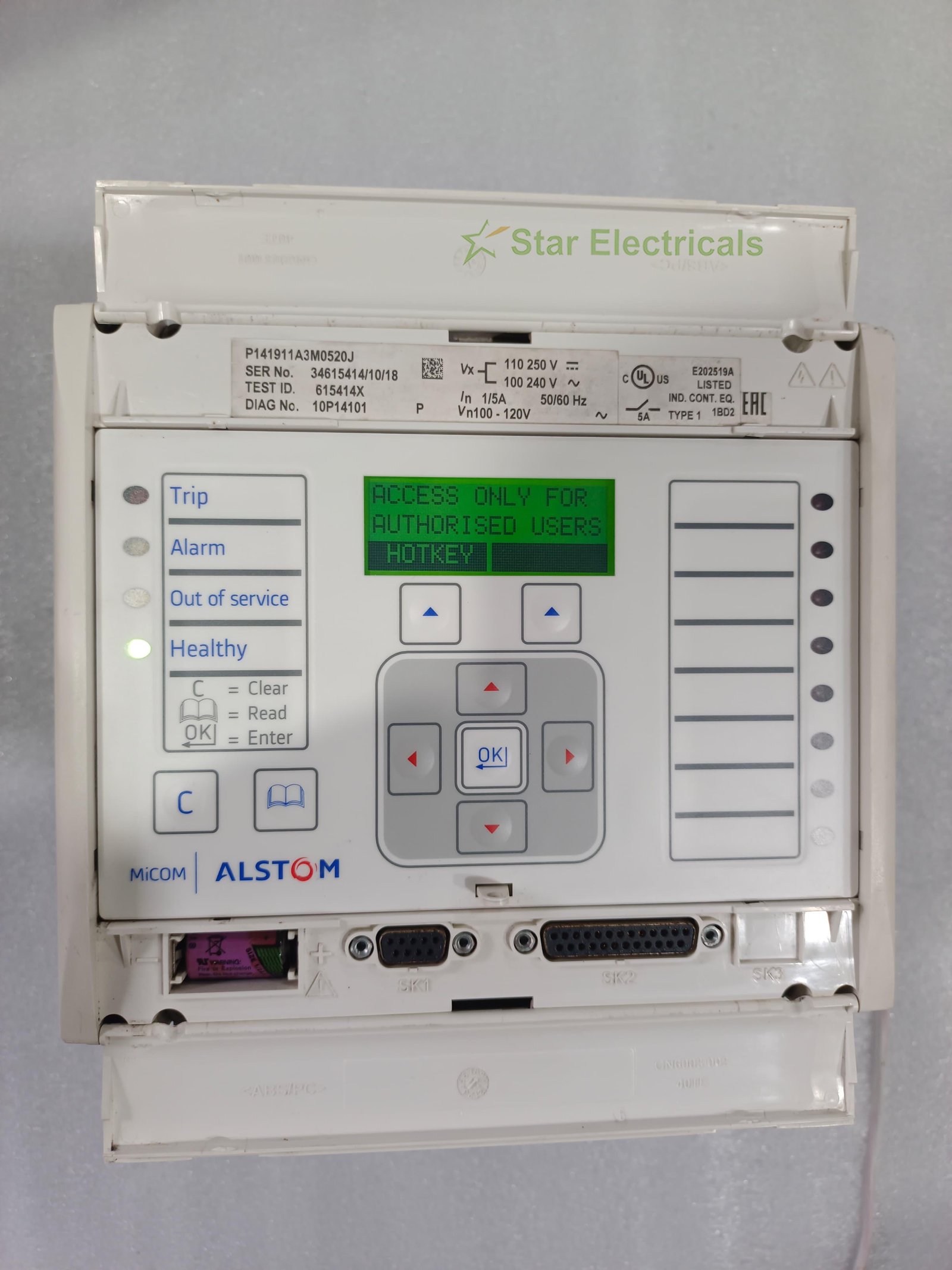 ALSTOM MICOM P141 PROTECTION RELAY ALSTOM  P141911A3M0520J