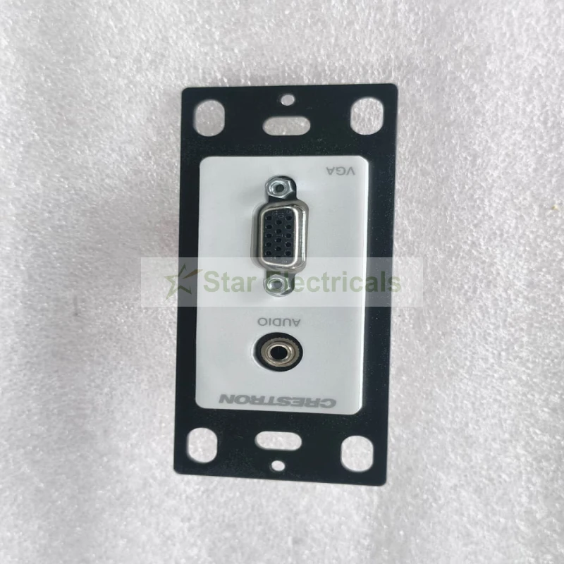Crestron 6503382 MP-WP130-W Media Presentation Wall Plate – DB15HD VGA with Mini-TRS Stereo Audio, White