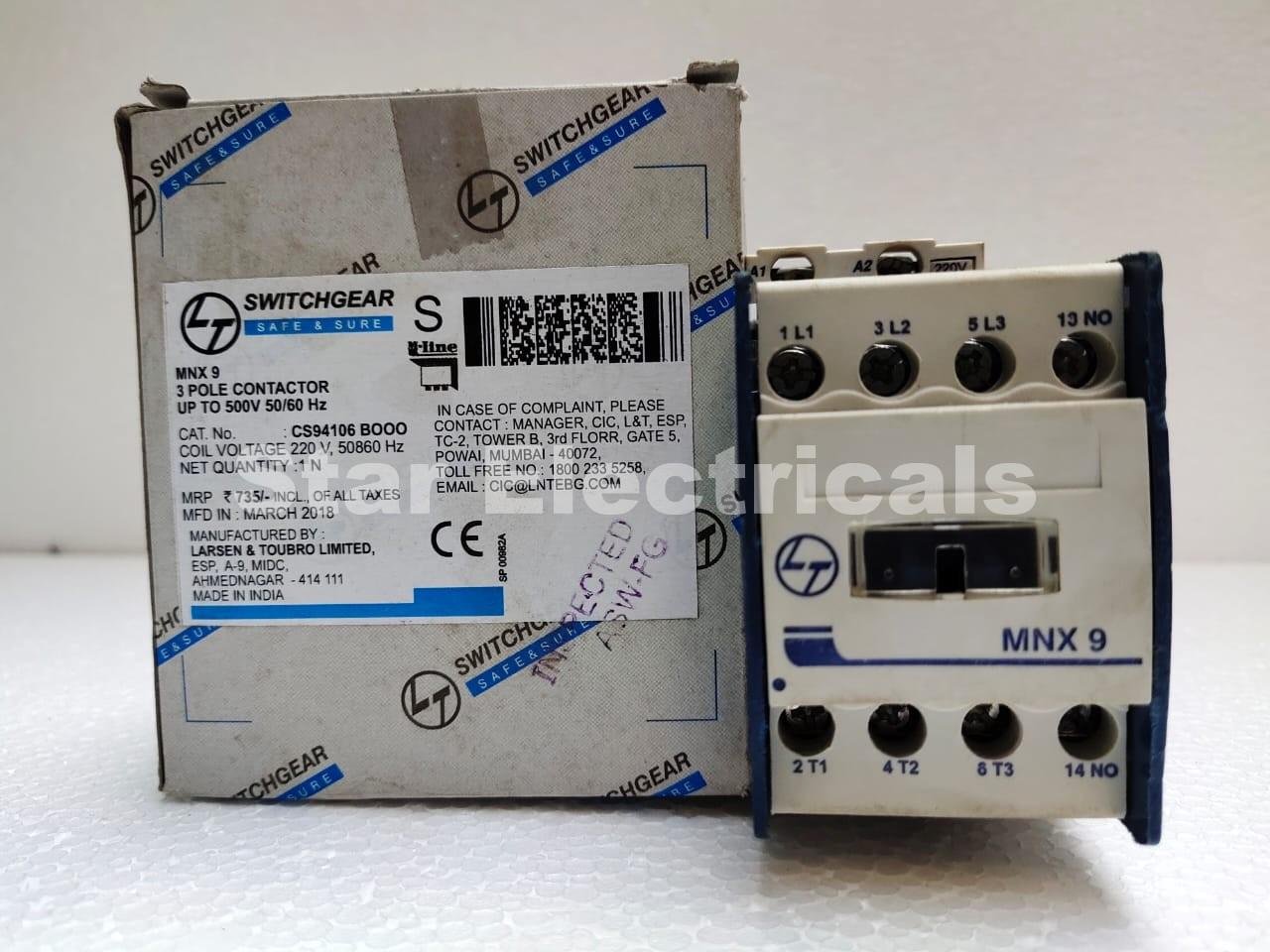 L&T MNX9 9amp Contactor