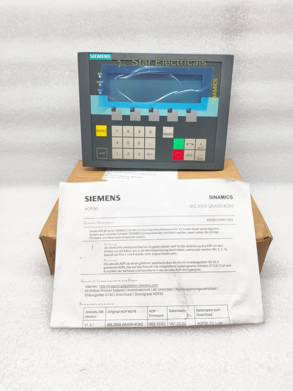 Siemens 6SL3055-0AA00-4CA5 SINAMICS  AOP30 Advanced Operator Panel for Drive Commissioning & Diagnostics