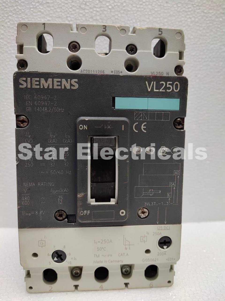 SIEMENS VL250N (250 AMP) MCCB (3 Poles)