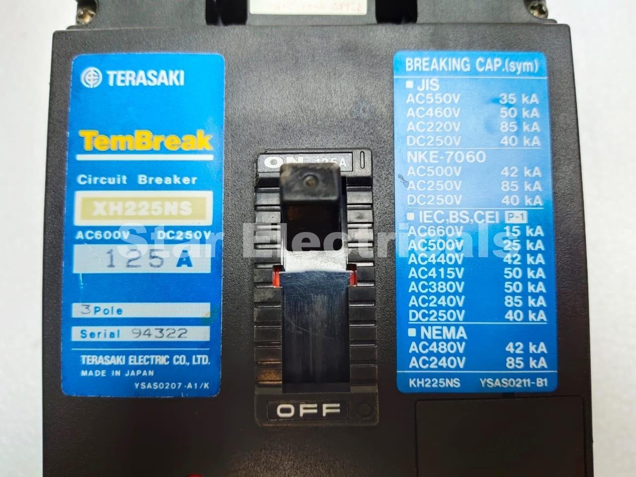 Terasaki XH225NS 125amp MCCB